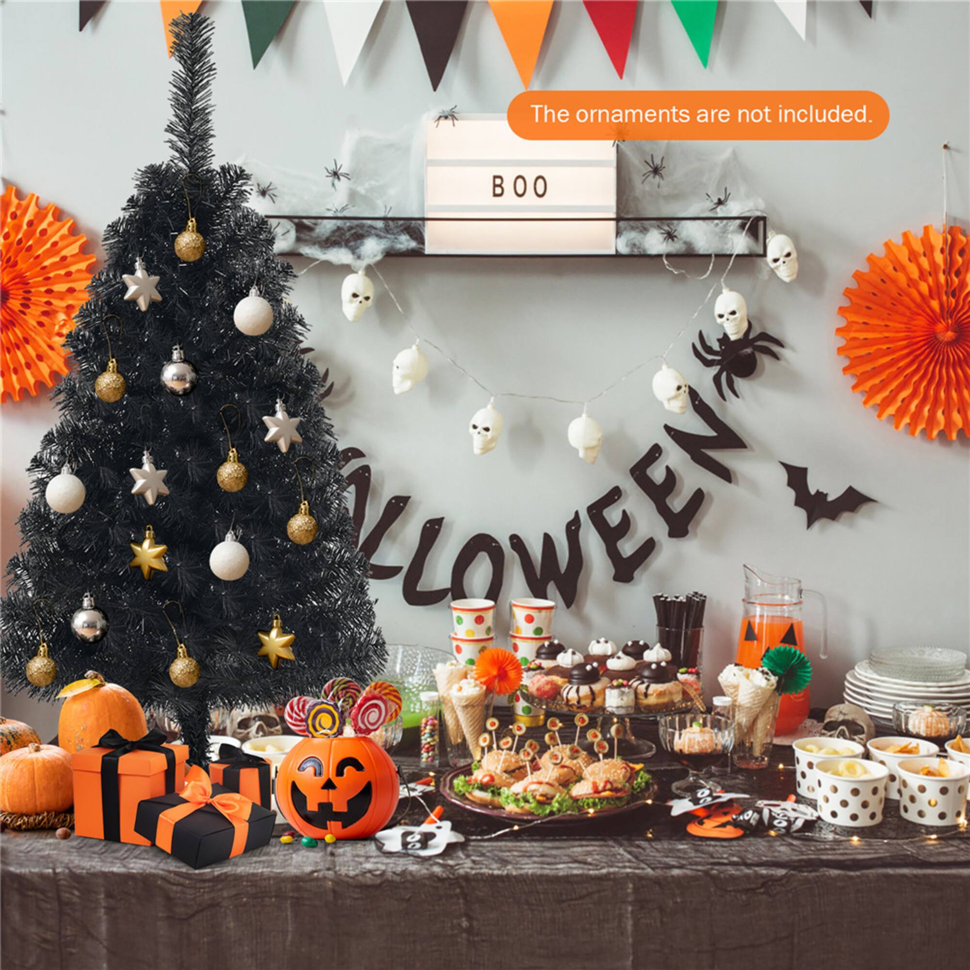 Costway 3ft. Unlit Matte Black Artificial Christmas Tree
